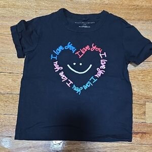 Stella McCartney Pink and Black Short Sleeve Tee with Colorful Heart Graphic
